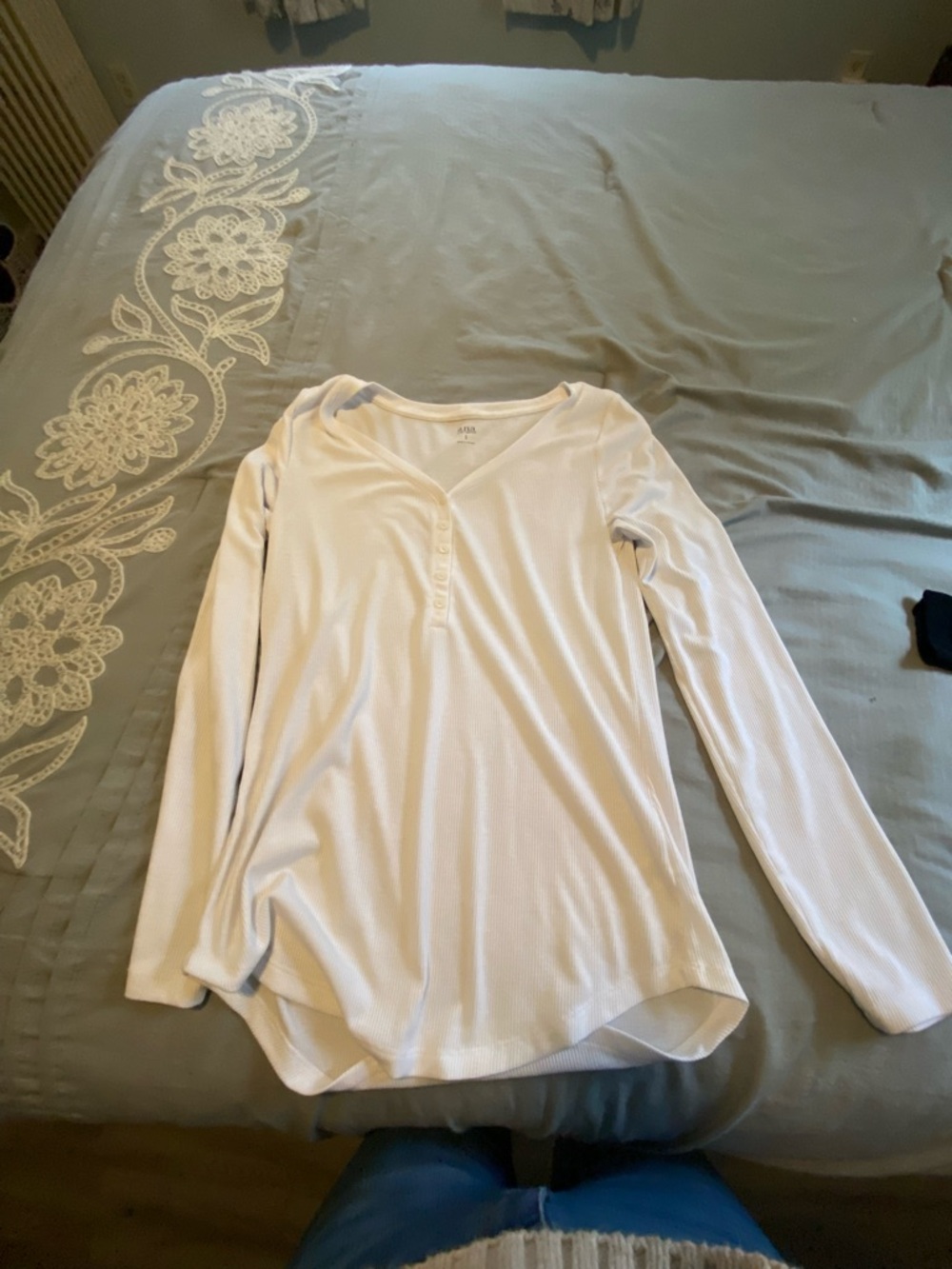 a.n.a Cream Ribbed Henley Top